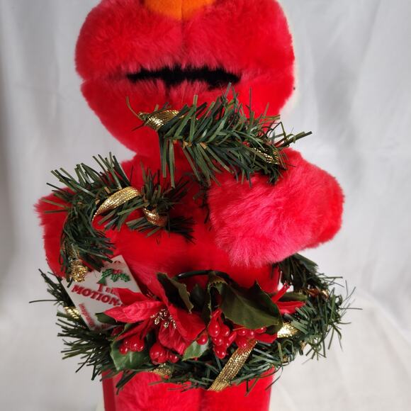 Vintage Telco Elmo Christmas Motionette 16in 1998 Santa Hat Moving Sesame - Picture 8 of 17